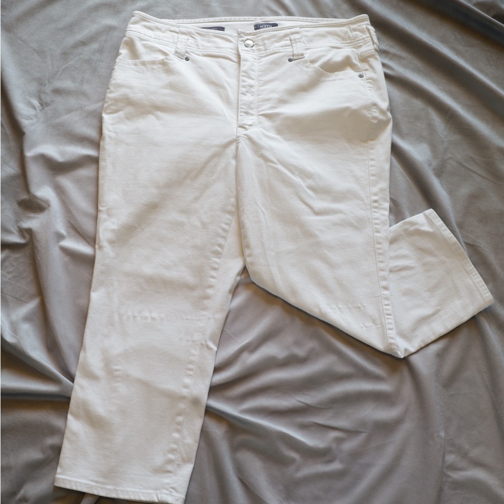 NYDJ Ami White Skinny Ankle Jeans with Cool Embrace